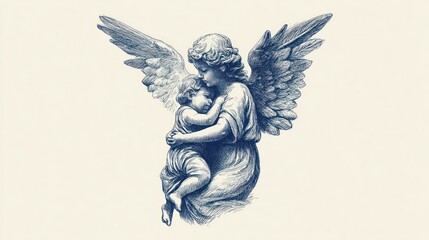 A tender angel cradling a child