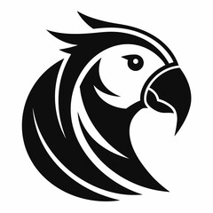 Parrot head profile isolated on white background