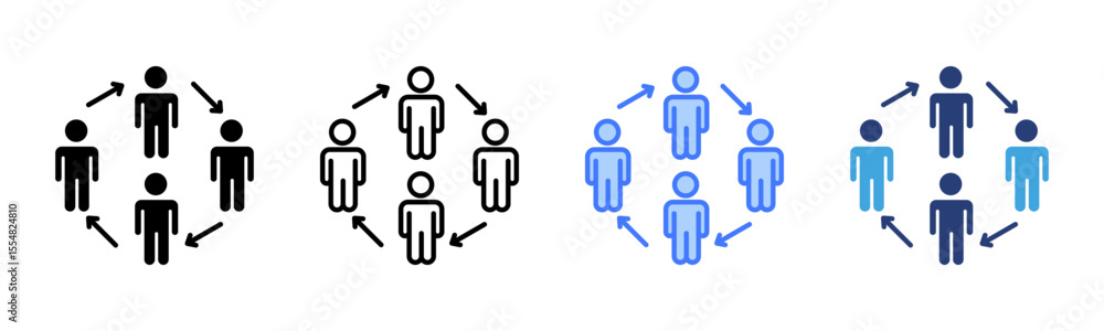 Poster collaboration icon sheet multiple style collection