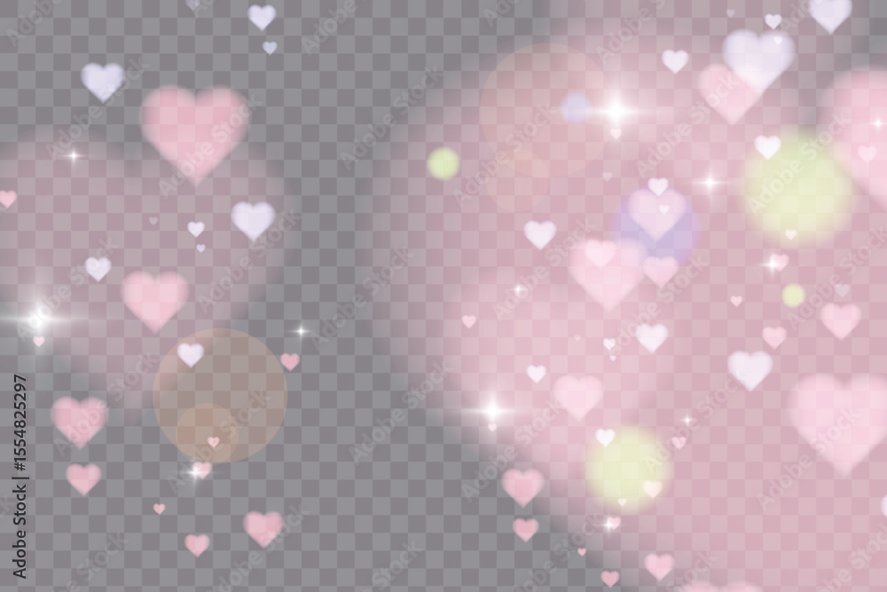 Aufkleber bright colorful glow pattern of bright hearts with shimmering glitter and glare. bright glow backgro