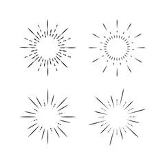 Fototapeta premium Vintage Sunburst Collection Explosion Handmade Design Elements Fireworks Black Rays