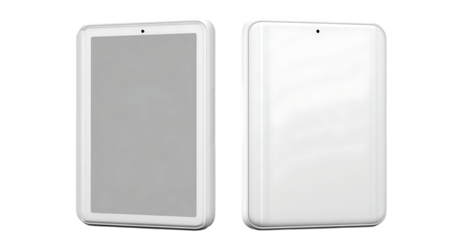 Tech e-ink notepad isolated on transparent background clean screen design minimal bezels ultra-clean detail render 