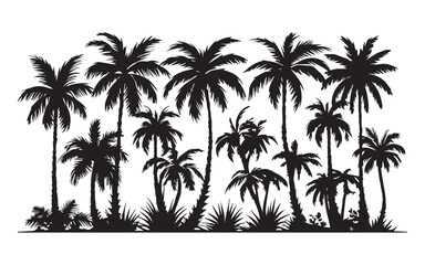 Collection of various palm tree silhouettes