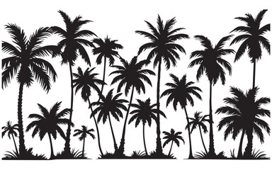 Obraz premium Collection of various palm tree silhouettes