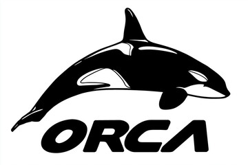 Orca simple logo vector , black and white