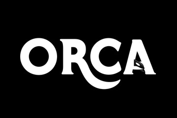 Orca simple logo vector , black and white