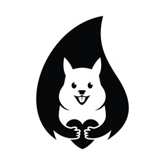squirrel love logo design icon vector template