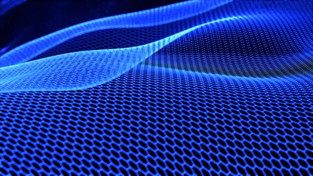 Bright cyan hex grid flow, seamless loop, 4K.