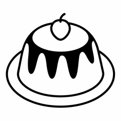 Obraz premium Pudding with cherry on plate isolated on white background