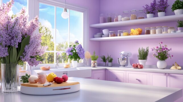 Whimsical Fairytale Kitchen with Floral Accents and Bright Colors - Powered by Adobe