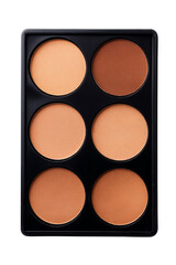 Fototapeta premium Palette of six makeup shades in neutral tones, arranged in a compact case.