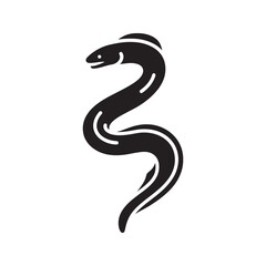 Naklejka premium Eel seafood icon for Japanese restaurant menu or aquarium symbol long snake like fish for unagi sushi or other gourmet aquatic culinary dishes vector solid glyph icon