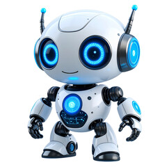 3D Robot Monster Hybrid with Antennae and Glowing Eyes, isolated on a transparent background