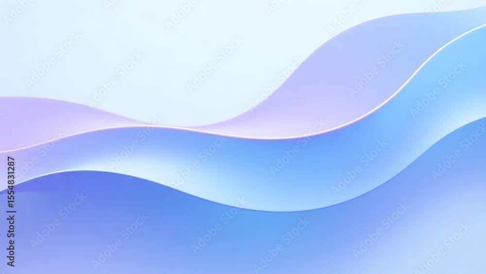 Aufkleber abstract flowing waves in soft blue and purple gradient background. generative ai.