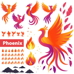 Phoenix Graphic Design Vector Set