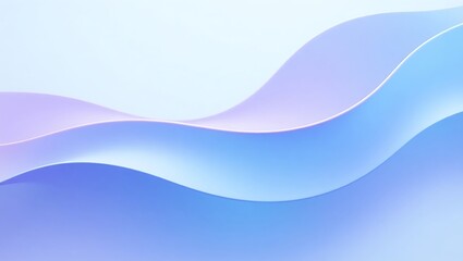 Abstract flowing waves in soft blue and purple gradient background. Generative Ai.