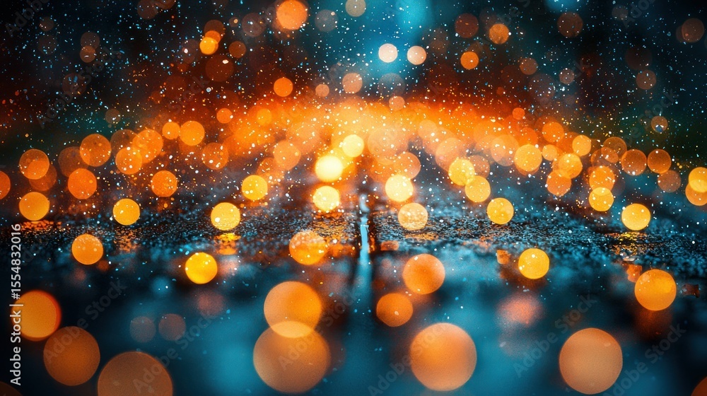 Poster blurred lights on textured surface create bokeh effect