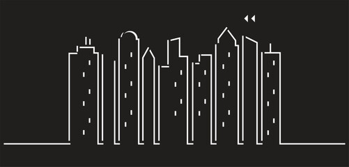 Urban cityscape silhouettes vector illustration. Night town skyline or black city buildings isolated on white background