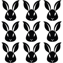 Rabbit Head Silhouettes Pattern