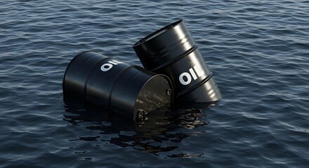 Oil barrels, Oil spill, Ocean pollution, Oil Barrels in the Ocean