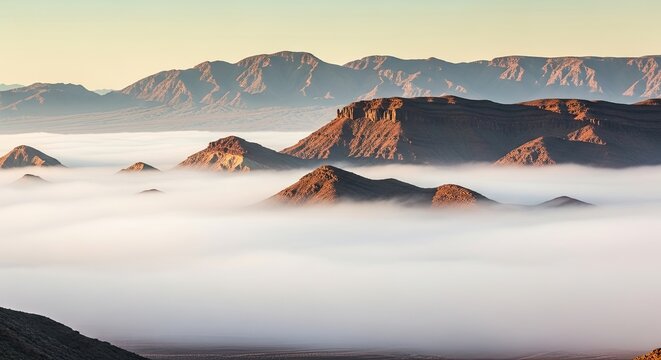 Misty Fog Enveloping Desert Mountains 