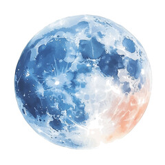 Full Moon Rises, watercolor illustration vector, isolated on a white background.