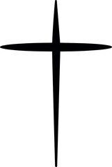Simple black Christian cross on white background, minimalist religious symbol illustration for faith, hope, spirituality and design concepts