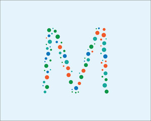 Colorful Letter M in Decorative Dot Style for Branding