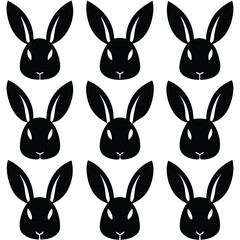 Rabbit Head Silhouettes Pattern