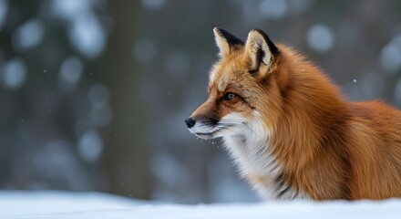 Fototapeta premium Red fox, Vulpes vulpes, Fox, Red Fox in Winter Wonderland