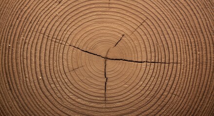 Fototapeta premium Closeup of Tree Rings: Circular Wood Texture, Natural Patterns, Brown Tones, Detailed View of Annual Growth Rings