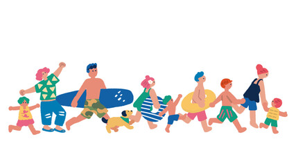 夏を楽しむ人々のイラスト