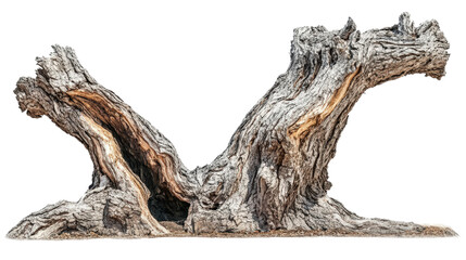 Tree with split trunk, natural growth pattern, Transparent background, PNG file