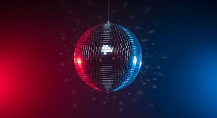 Disco ball, Mirror ball, Party, Disco Ball in Red and Blue Light