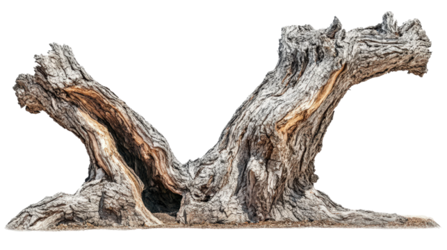 Tree with split trunk, natural growth pattern, Transparent background, PNG file