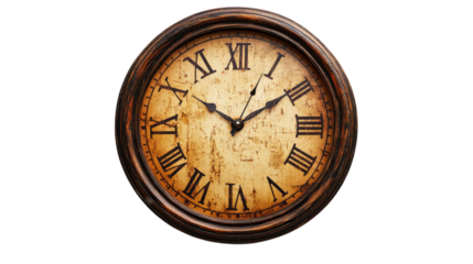 Wall clock with minimalist design Transparent background, PNG file