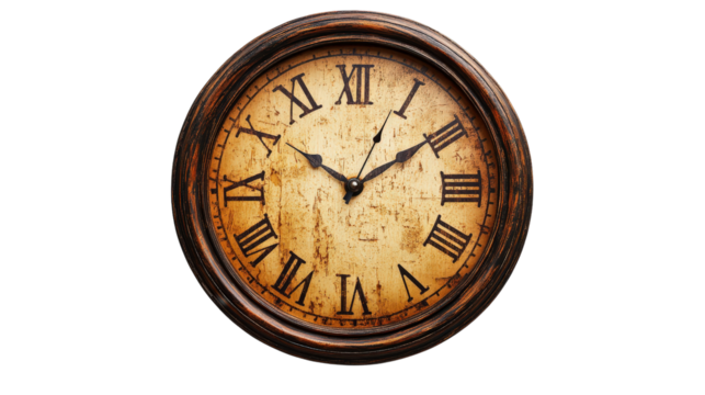 Wall clock with minimalist design Transparent background, PNG file