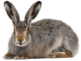 Obraz premium A captivating close-up of a hare, with its sharp gaze and long ears, evokes a sense of wildness and alertness. 