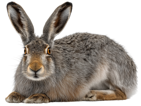 A captivating close-up of a hare, with its sharp gaze and long ears, evokes a sense of wildness and alertness. 