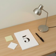 office desk lamp and paper