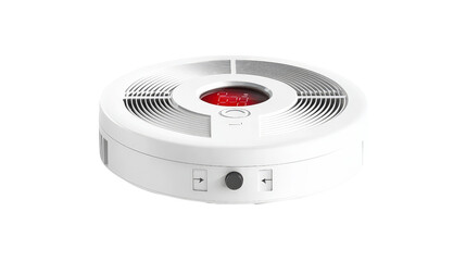 Smoke detector unit with test button and indicator light, fire safety equipment, Transparent background, PNG file