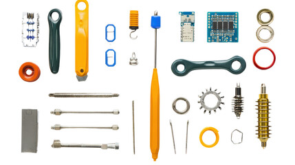 Soldering tools and electronic repair parts, Transparent background, PNG file