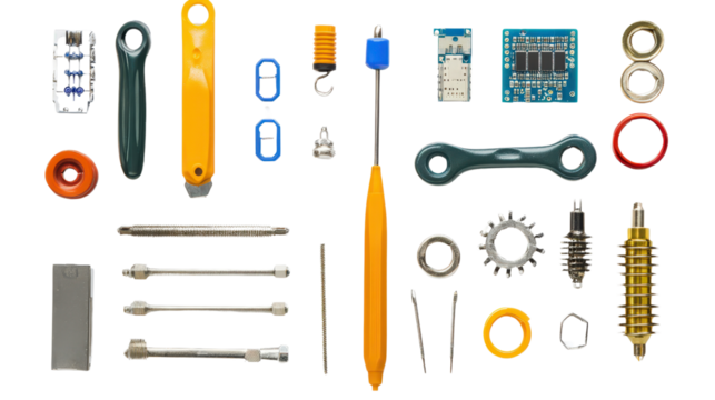 Soldering tools and electronic repair parts, Transparent background, PNG file