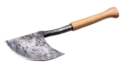 Steel sickle with wooden handle Transparent background, PNG file