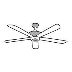 five small propeller hanging fan black and white line art