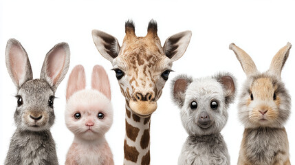 Group of endearing baby animals ideal for prints, dÃ©cor, and childrenâ€™s items