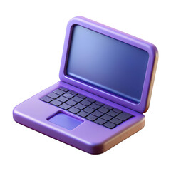 3D Purple Laptop Icon isolated on transparent background Remove png