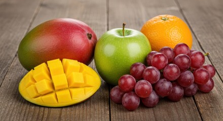 Fresh fruits on a wooden table (2)