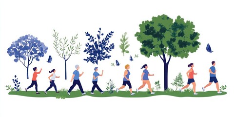 Fototapeta premium People walking in the park