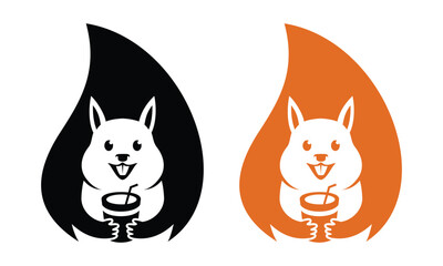 Fototapeta premium squirrel coffee mug drink logo vector icon template